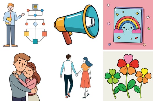Colorful Illustrations of Business Presentation Marketing Love and Nature vector