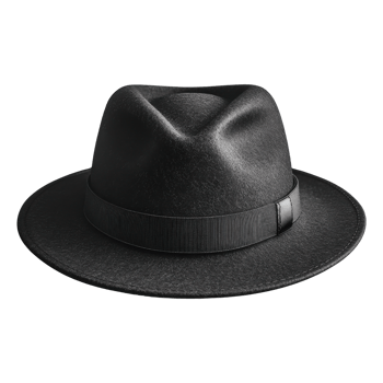 stylish black fedora hat with sleek band, perfect for any occasion png