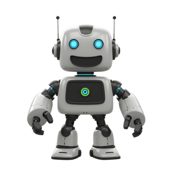Friendly Robot Character Standing Isolated on White Background Smiling and Happy png