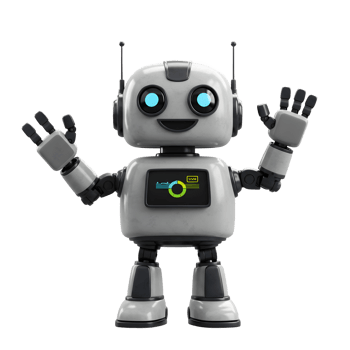 Cute Robot Waving Hello with Data Chart Display on White Background png