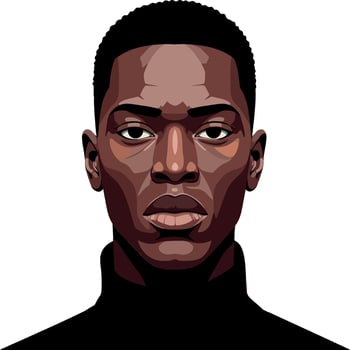 Detailed portrait of a confident man with a serious expression in a minimal illustration vector