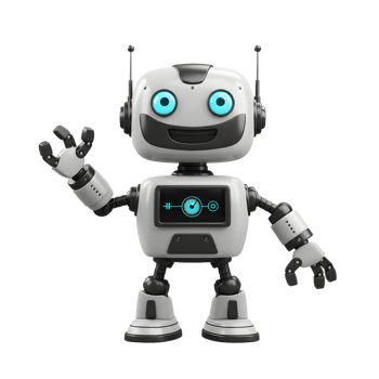 Cute Friendly Robot Waving Hello on a White Background png
