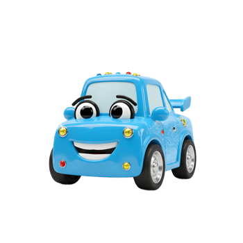 Smiling Blue Toy Car Cartoon Character on White Background Illustration png