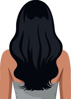 Black-haired woman with long wavy hair in minimal style art vector