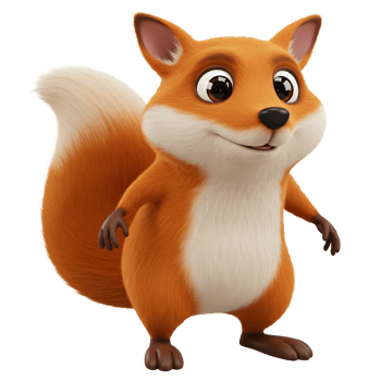 Cartoon Fox Standing on White Background with Friendly Expression png