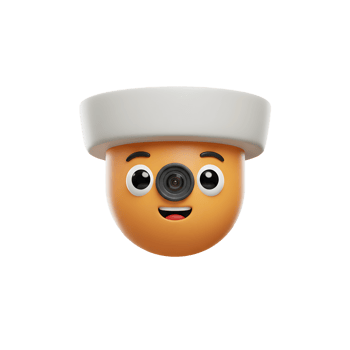 Smiling Security Camera Cartoon Character with Big Eyes and Lens png