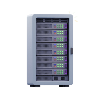 Data Server Rack System Illustration with Indicators and Cartoon Style png