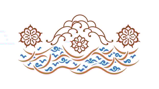 Floral Waves Pattern Red Brown Blue Mandala Design Art vector