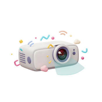 Cartoon Projector Casting Light with Floating Shapes for Creative Presentation png