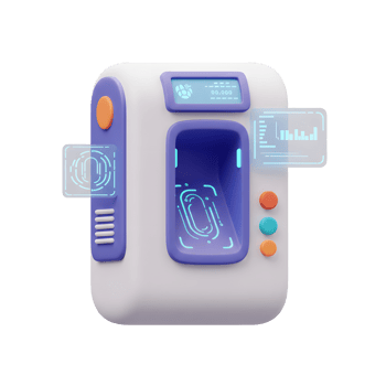 Scanning Fingerprint Security Machine in 3D Rendering with Futuristic Technology png