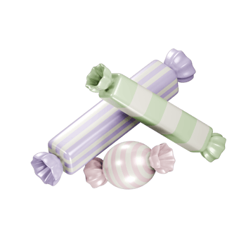 3d candy in brightly colored wrappers. Concept of treats for Easter, Halloween, Christmas and many other holidays png