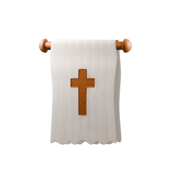 3d Easter pennant. 3D illustration of church banner with cross. Concept for easter, baptism or other religious events. png