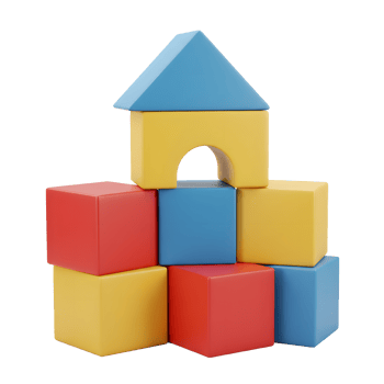 Stack of Colorful Building Blocks Making a Toy House Structure png