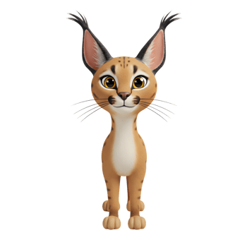 Cartoon Caracal Standing Upright Looking Forward On White Background png