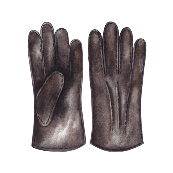 Vintage men's gloves. Handmade watercolor illustration. A color image of a leather accessory. Separate from the background. Perfect for posters, postcards and banners, flyers, packages and labels. png