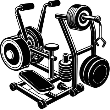 Comprehensive Fitness Equipment Set Displayed on Pristine White Background for Product Visualization vector