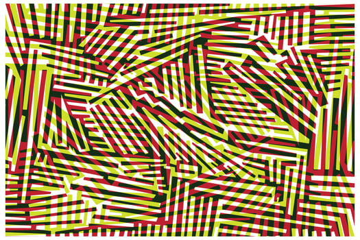 A vibrant abstract pattern featuring intersecting lines in red, green, yellow, and white, creating a dynamic visual texture. vector