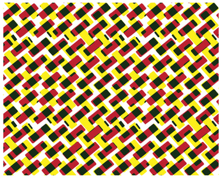 Colorful geometric pattern featuring overlapping red, green, yellow, and black shapes on a white background, it could be used as a wallpaper, fabric design, pillow, bag vector