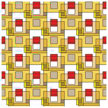 Colorful geometric pattern featuring overlapping squares and rectangles in red, yellow, and brown on a white background. vector