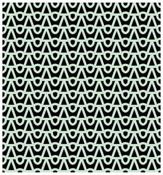 A repetitive geometric pattern featuring light green triangular shapes with circular bases against a black background, it could be used as a wallpaper, fabric design and pillow vector