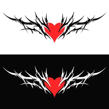 abstract aesthetic heart tribal tattoo vector