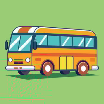 a flat illustration of a yellow school bus vector