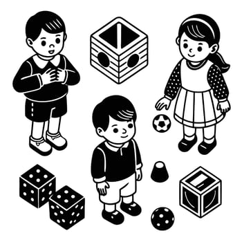 Cute Collection of Isometric Children Engaged in Various Activities vector
