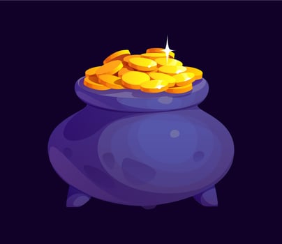 Patrick day cartoon pot of leprechaun gold coins vector