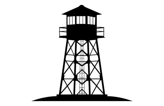Fire Tower Silhouette Clipart isolated on a white background vector