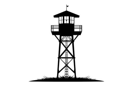 Fire Watchtower Silhouette isolated on a white background vector