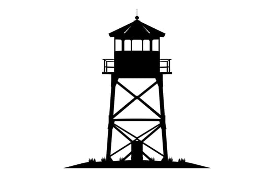 Fire Watch Tower Silhouette Clipart vector