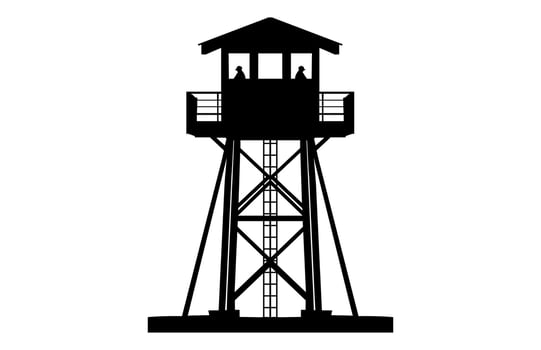 Fire Lookout Tower Clipart Silhouette isolated on a white background vector