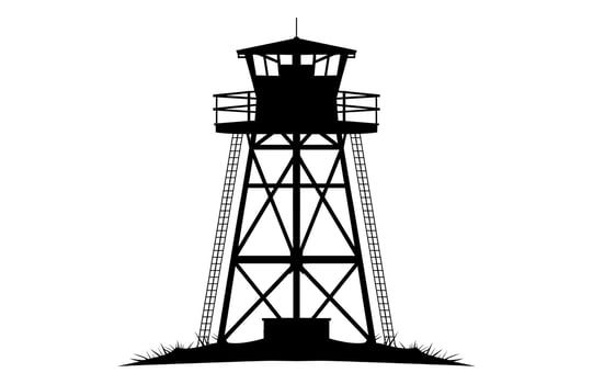Fire Guard Tower Silhouette Clipart isolated on a white background vector