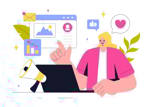 Flat Style Illustration of Online Business Promotion and Marketing Strategy vector