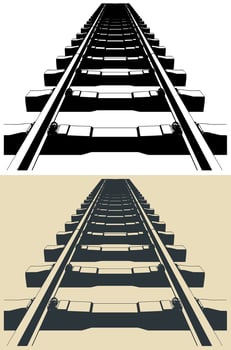 Railway tracks going into the distance vector