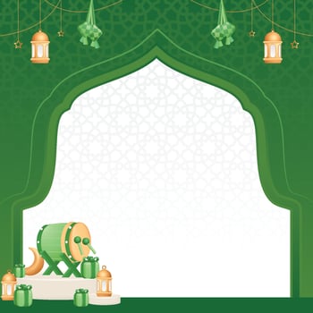 Islamic Background banner green template vector