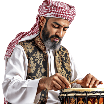 Muslim man playing the drum png