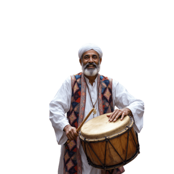An old man with a drum in his hand png