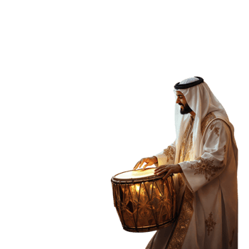 A man in a white robe is playing a drum png