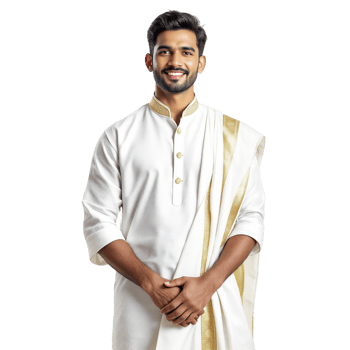 Man in white kurta and white pajama png