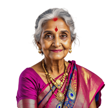An elderly indian woman in a sari png