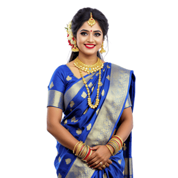 A beautiful woman in a blue sari png