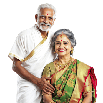 An elderly indian couple in traditional clothing png