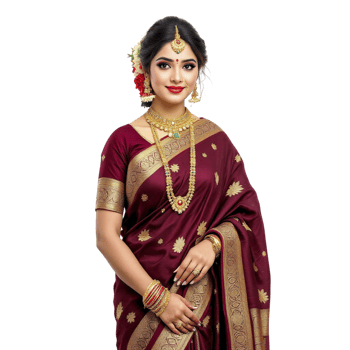 Beautiful woman in maroon sari png