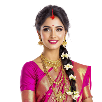 Beautiful indian woman in traditional sari png