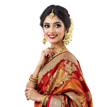 Beautiful indian woman in traditional sari png