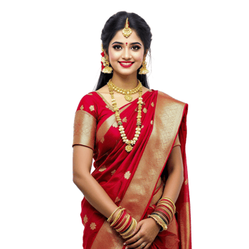 A beautiful indian woman in a red sari png