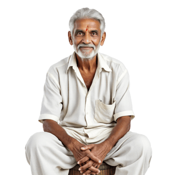 An old indian man sitting on a stool png
