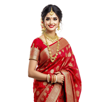 Beautiful indian woman in red sari png