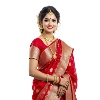 Beautiful indian woman in red sari png